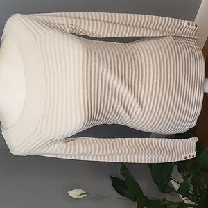 White House Black Market Pullover Boatneck Gold Metallic Stripe Sweater Size XS